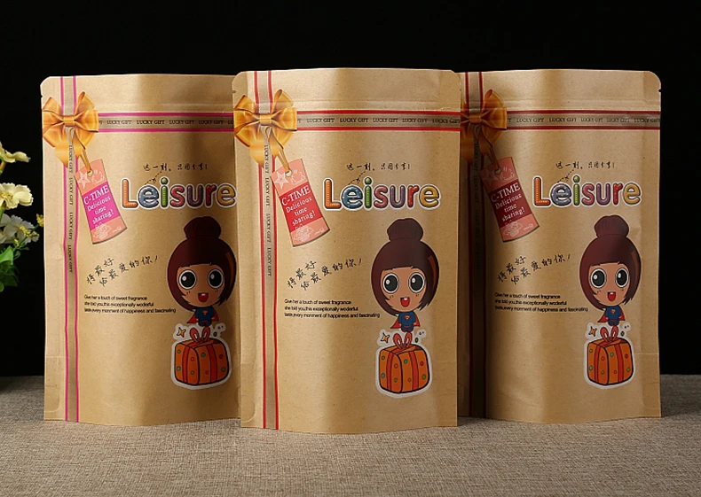 1 visible,transparent,packaging,resealing,pattern,colored Print,character,Cartoon,portable,kraft paper,storage,food,nuts,casual bag,biscuit,candy,standing,zipper,ziplock (3)