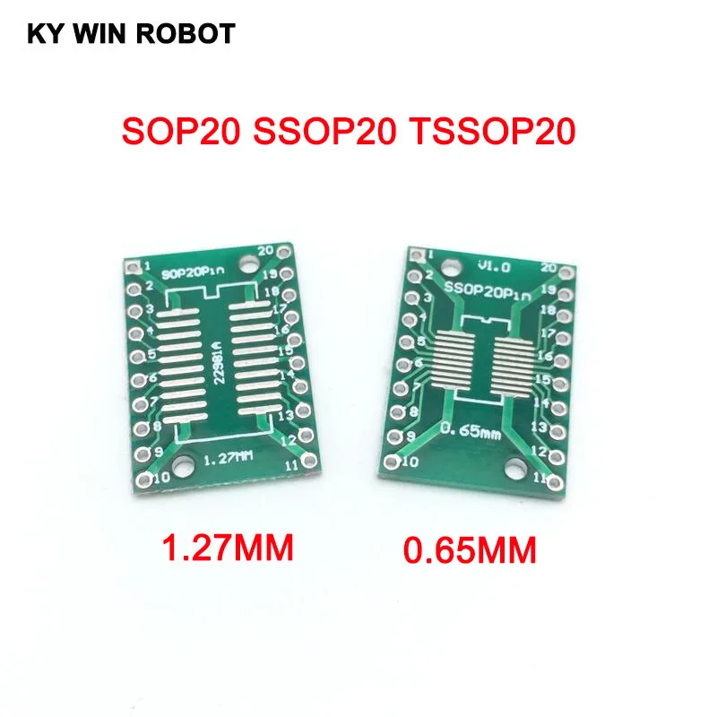 10pcs sop20 20 higiénicos tssop 20 to dip20 pitch 0.65/1.27mm IC adaptador PCB Board