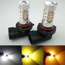 Esperando 2XH11 H8 H9 9005 HB3 9006 HB4 H10 DIODO EMISSOR de Luz Do Carro Nevoeiro Lâmpada Branco amarelo ouro amarelo Com 16 pcs Lâmpada de Condução Diurna DRL