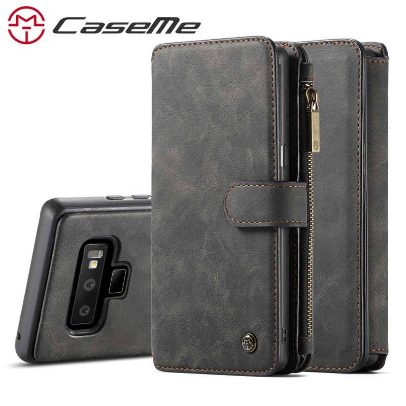 

Case For Samsung Galaxy Note 9, CaseMe Luxury Genuine leather Wallet Case for Galaxy Note 9 flip phone bags case with card solt