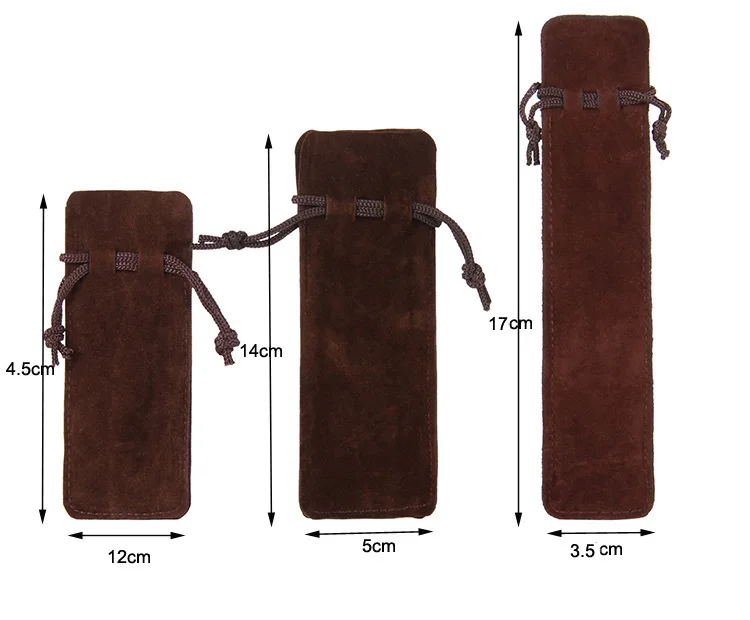 50pcs/lot Double Sides Black/Brown/Blue Drawstring Velvet Bag Pouches For Pen Lipstick Packaging Bags Gift Bags Can Print Logo