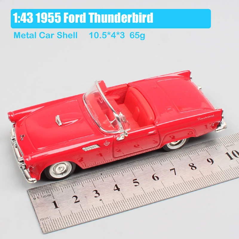 Детские 1:43, брендовые винтажные Ретро 1955 Ford Thunderbird T-Bird металлические транспортные средства, трансформируемые модели литья под давлением, масштаб, мини-автомобили, игрушки для хобби