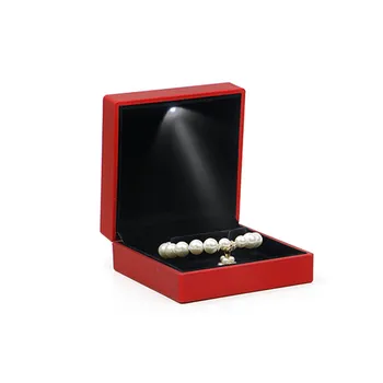 

Luxury Jewelry Display Packaging Organizer Storage LED Light Necklace Earring Ring Box Case Holder For Wedding Engagement Party