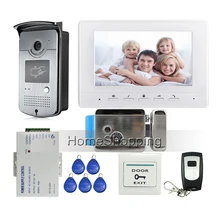 ENVÍO LIBRE 7 “pantalla de Monitor de Sistema de Videoportero De Intercomunicación + 1 Blanco + Timbre de La Cámara de Acceso RFID + Cerradura Eléctrica Al Aire Libre