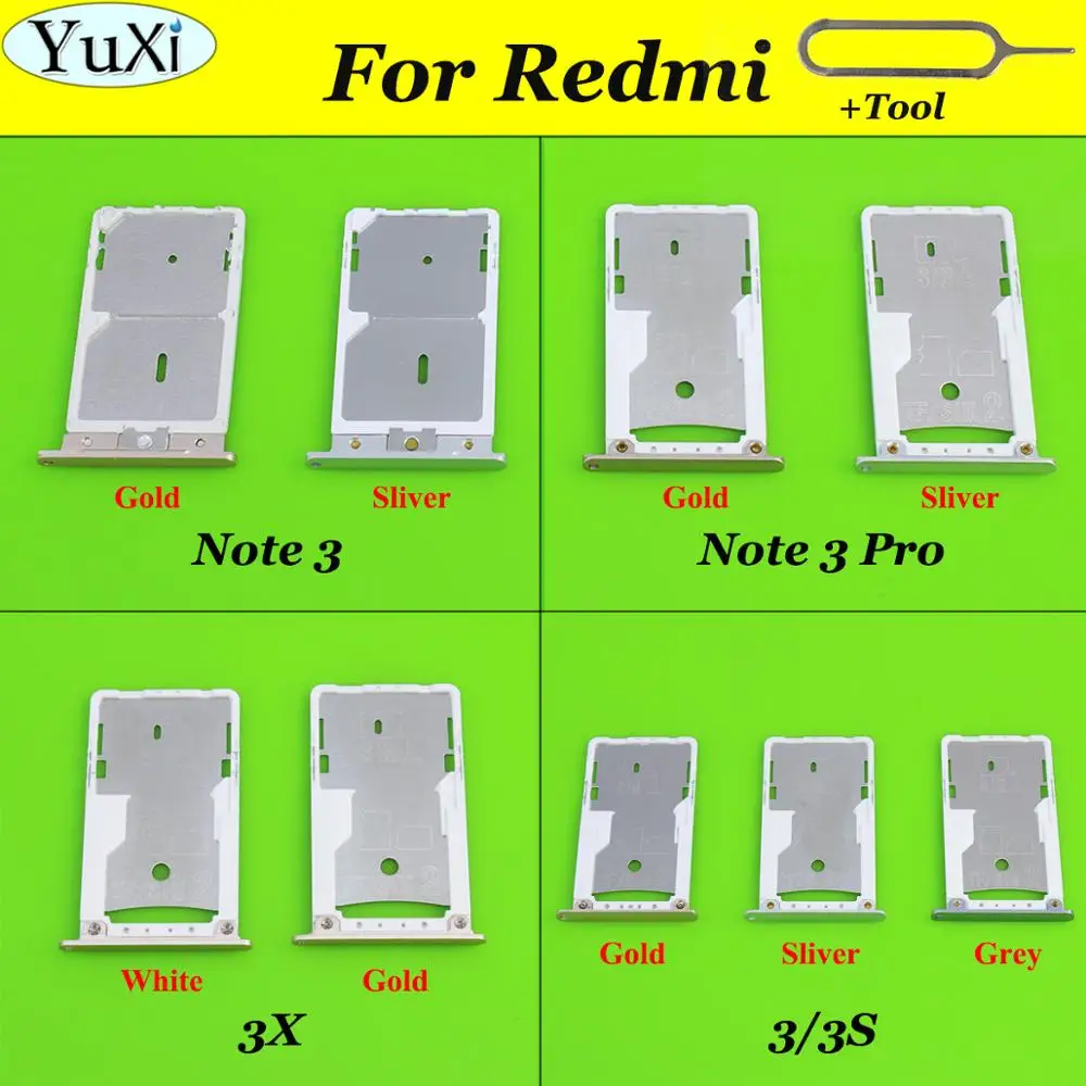 

YuXi For xiaomi redmi note3 / note 3 pro Micro Sim Card Holder Slot Tray Replacement Adapters for Redmi 3 3S 3X
