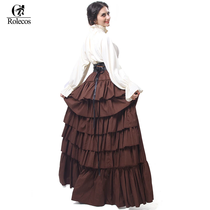 

ROLECOS Gothic Lolita Dress Women Medieval Renaissance Victorian Costumes Women High Waist Ruffle Skirts Halloween Party Costume