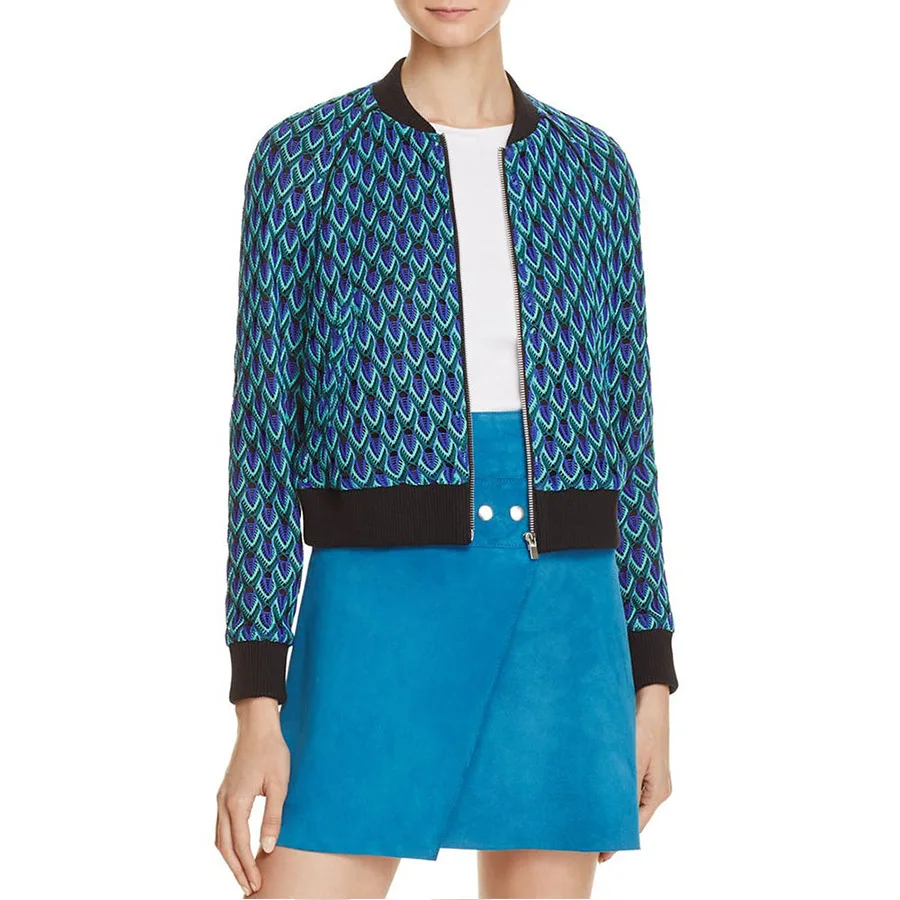 Buy Super beautiful color peacock blue jacket female baseball jacket coat