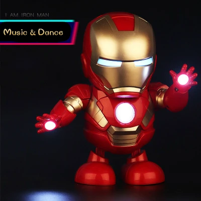 

The Avengers Iron Man Figure Electric Doll Toy Music Light Dance Function Spiderman