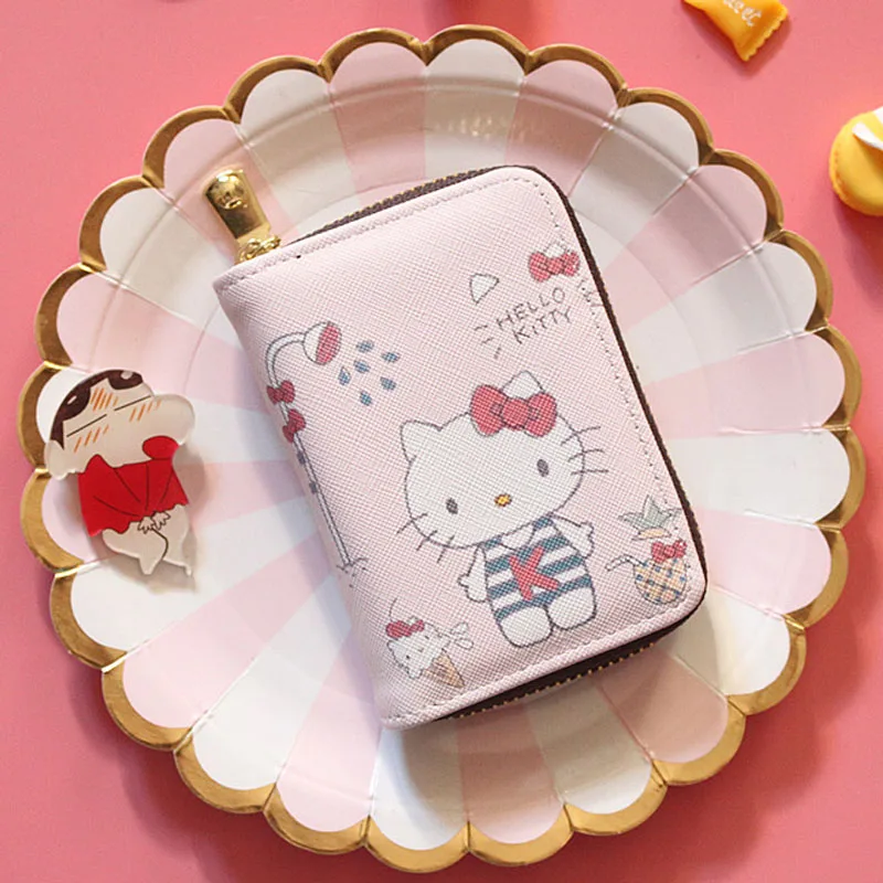 

Blocking CUTE Hello kitty PU Leather Credit Card Holder Women Business ID Card Case Female Cardholder mini Wallet porte carte