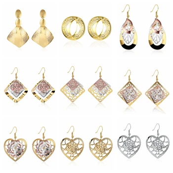 

INALIS Earrings for women 18K Gold Zircon Earrings Heart Hollow Romantic Lady Hanging Stud Earrings Wedding Party jewelry