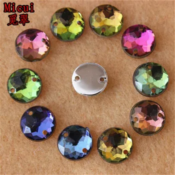 

Micui 100PCS 10mm Rainbow Color Round Acrylic Rhinestones Crystal Flat Back Beads For Clothing Craft Decoration Sew On ZZ4D
