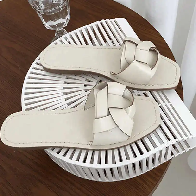 

Women Vintage Square Toe Bowtie Flat Sandals Slippers Women Square Open Toe Slippers Summer Beach Casual Flip Flops Shoes