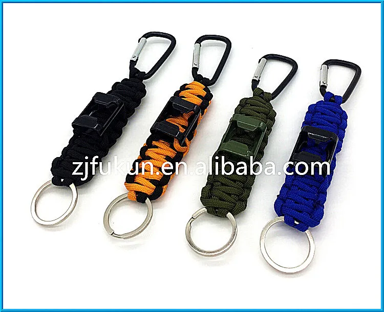 

Free Shipping Bottle Opener Keychain With Black Carabiner New Weave Emergency Survival Kit Bottle Opener Keyring