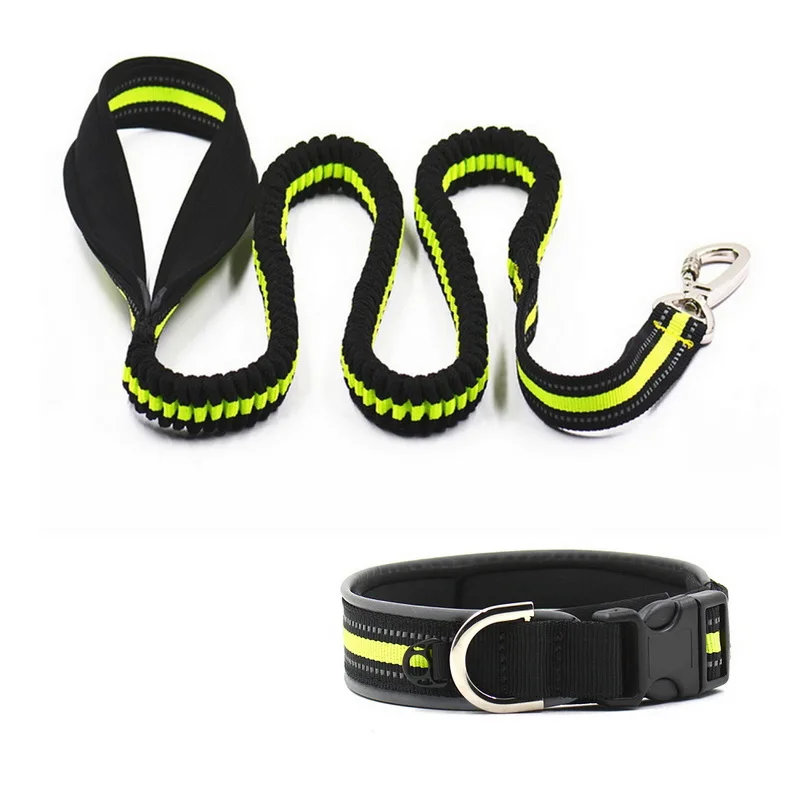Super Durable Dual Handle Dog Leash + Reflective Safety Collar dog lead