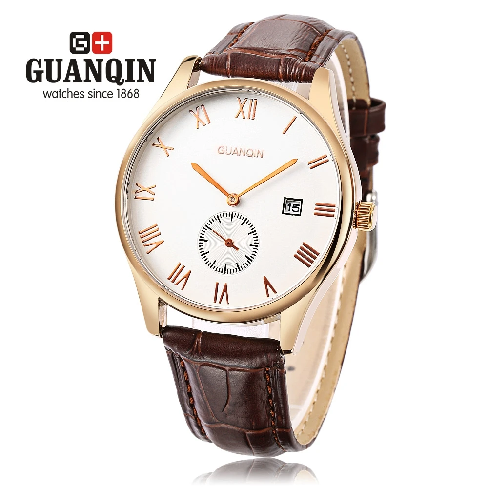 

GUANQIN GQ13003 Male Quartz Watch Chronograph Date Display Men Leather Strap Wristwatch