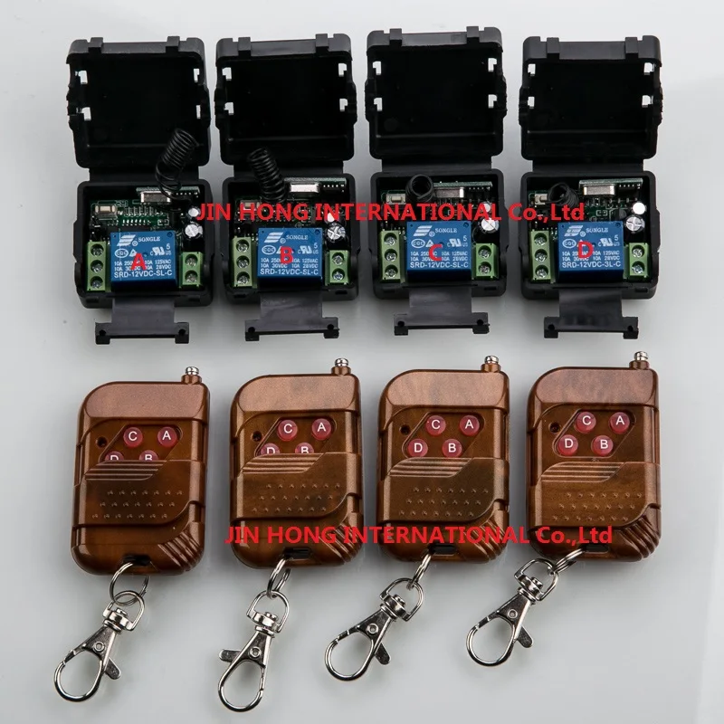 

2016 New DC12V 1CH RF wireless remote control switch system 8pcs/lot transmitter +receiver teleswitch relay smart house z-wave