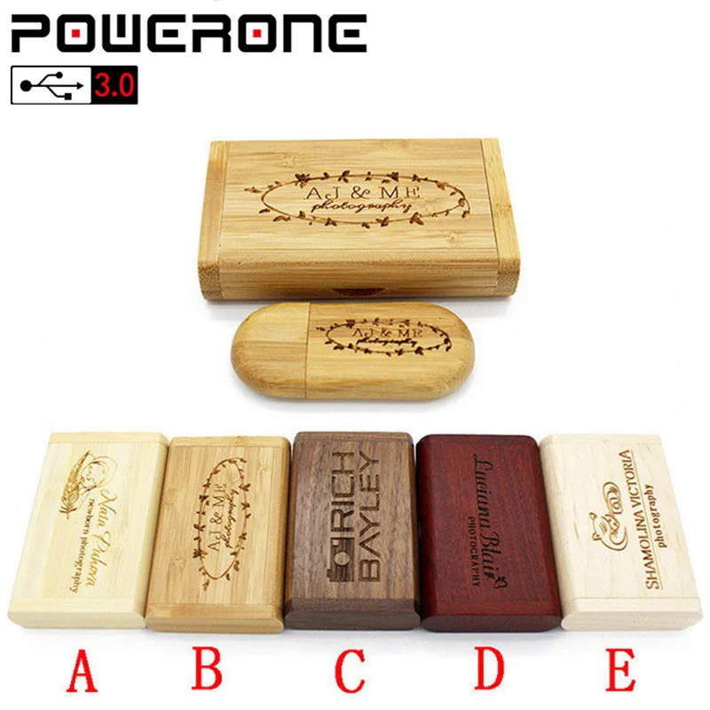 POWERONE USB 3 0 Бесплатная доставка Пользовательский логотип деревянный usb + коробка