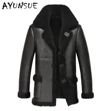 Новое поступление, мужская кожаная куртка, черная, зимняя, минус 40. Полный теплый мех, мужская куртка из овчины, натуральная кожа, тонкая для мужчин YYJ0060