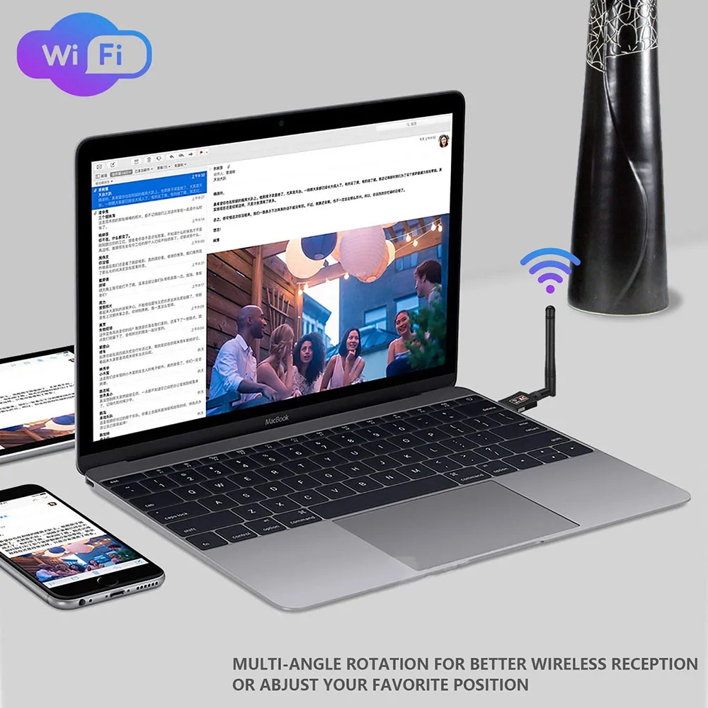 Беспроводной Wi Fi USB адаптер переменного тока 600 м двухдиапазонный беспроводной usb