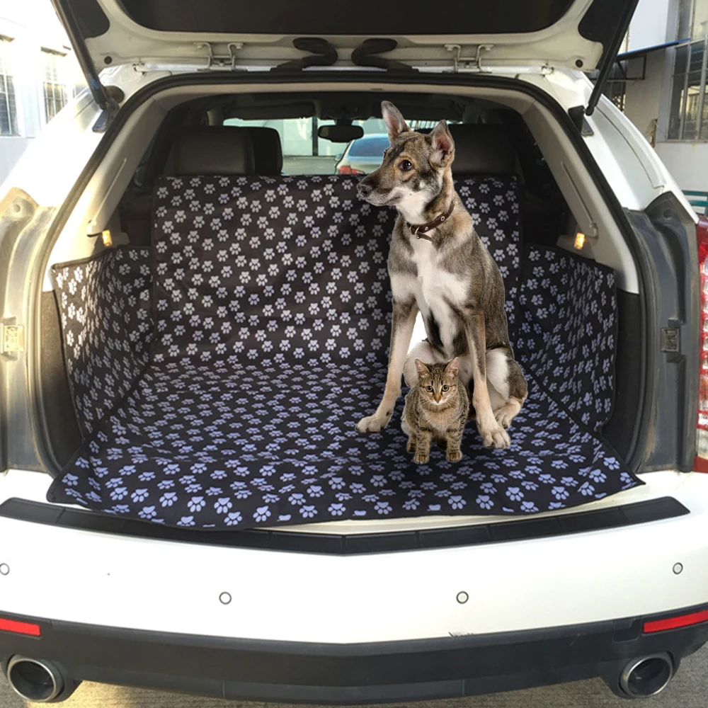 Waterproof Pet Dog Footprint Carriers Rear Back Dog Car Seat Cover Mats Hammock Trunk Cover Blanket Protector