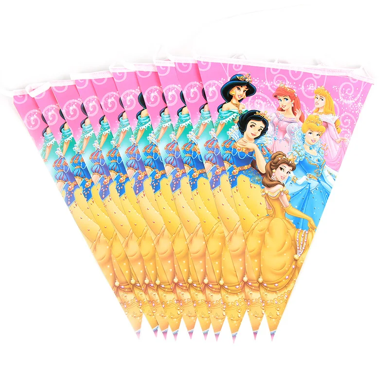 

Disney Princess Flag 1set Banner Including 10pcs Pennants Kids Favor Birthday Party Decoration Supplies for boys/grils 240cm