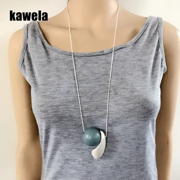 

Free Shipping Round Wood Pendant Long Fashion Necklace