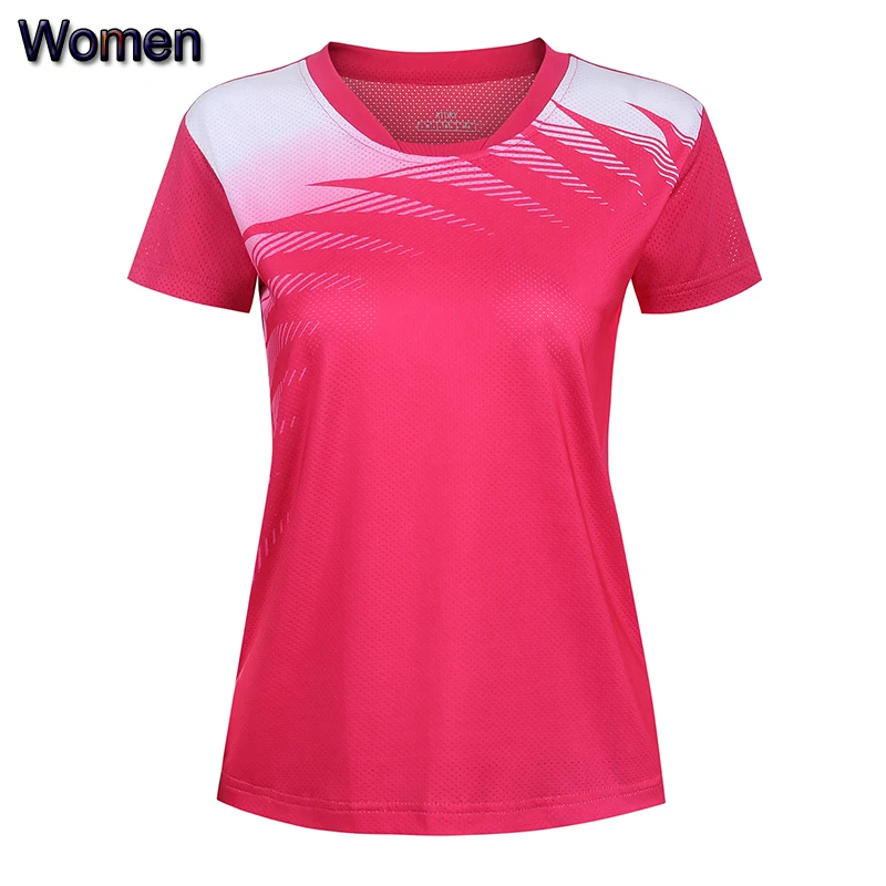 Рубашка для бадминтона Для женщин/Для мужчин/детей, спортивная рубашка для бадминтона, рубашка для настольного тенниса, теннисная одежда рубашка, пинг-понга Джерси Шорты черный K98 - Цвет: Woman Rose Red