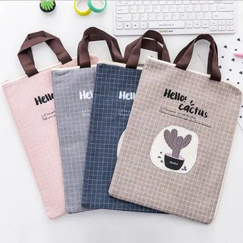 

1PCS Cartoon Zipper Large Capacity Canvas File Bag Handbag Pencil Bag Gift Pencil Case Stationery Bag Office&School Supplies