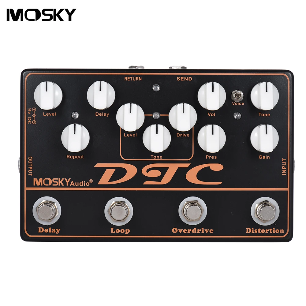 

MOSKY Multi-Effects 4-in-1 DTC Electric Guitar Effects Pedal Distortion Overdrive Fx Loop Analog Delay
