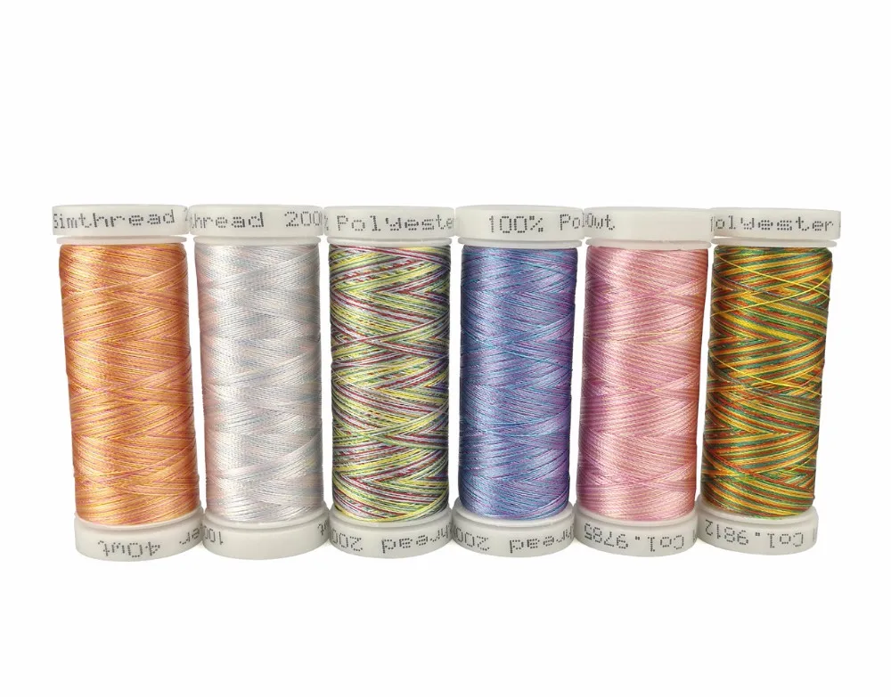 Simthread 12 разноцветных вышивальных машин шпульки для ниток 300 метров каждый как машина/Ручное шитье стеганые оверлочные нити