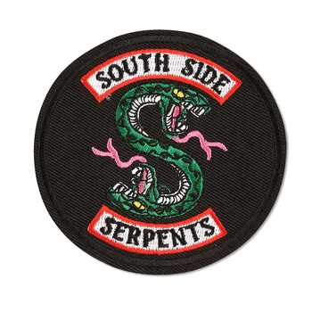 

Riverdale South Side Patches Green Snake Iron on Embroidery clothes Patch for clothing Jacket Badges Applique Sticker wholesale