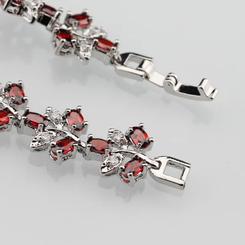 Стиль Красный Гранат 925 пробы серебряный браслет здоровье модные украшения для женщин шкатулка для ювелирных изделий SL65