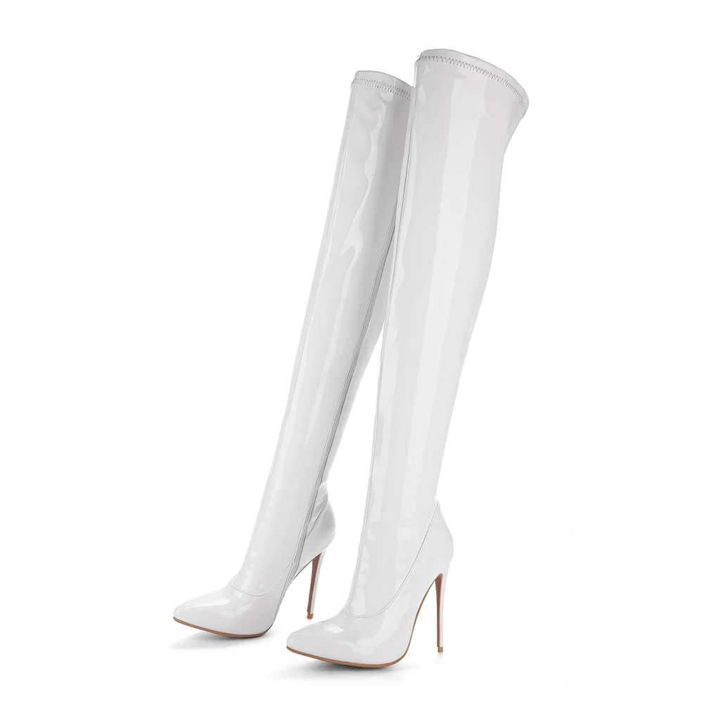 DoraTasia Plus Size 48 brand Pointed Toe Women Shoes Boots Sexy Thin High Heel Party Shoe woman Winter ovet the knee Boots