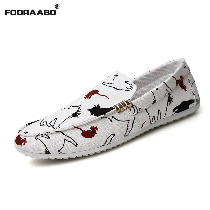 

Fooraabo 2018 Fashion White Canvas Shoes Men Autumn Moccasin Men Shoes Summer Man Loafers Casual Shoes Male Sapato Masculino