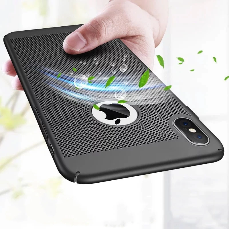 

Ultra Slim Phone Case For iPhone 6 6s 7 8 Plus Hollow Heat Dissipation Cases Hard PC For iPhone 5 5S SE Back Cover Coque
