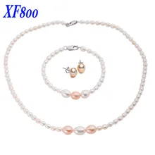 XF800 дизайн натуральный жемчуг ювелирный набор, элегантное жемчужное ожерелье и браслет и серьги для женщин T106