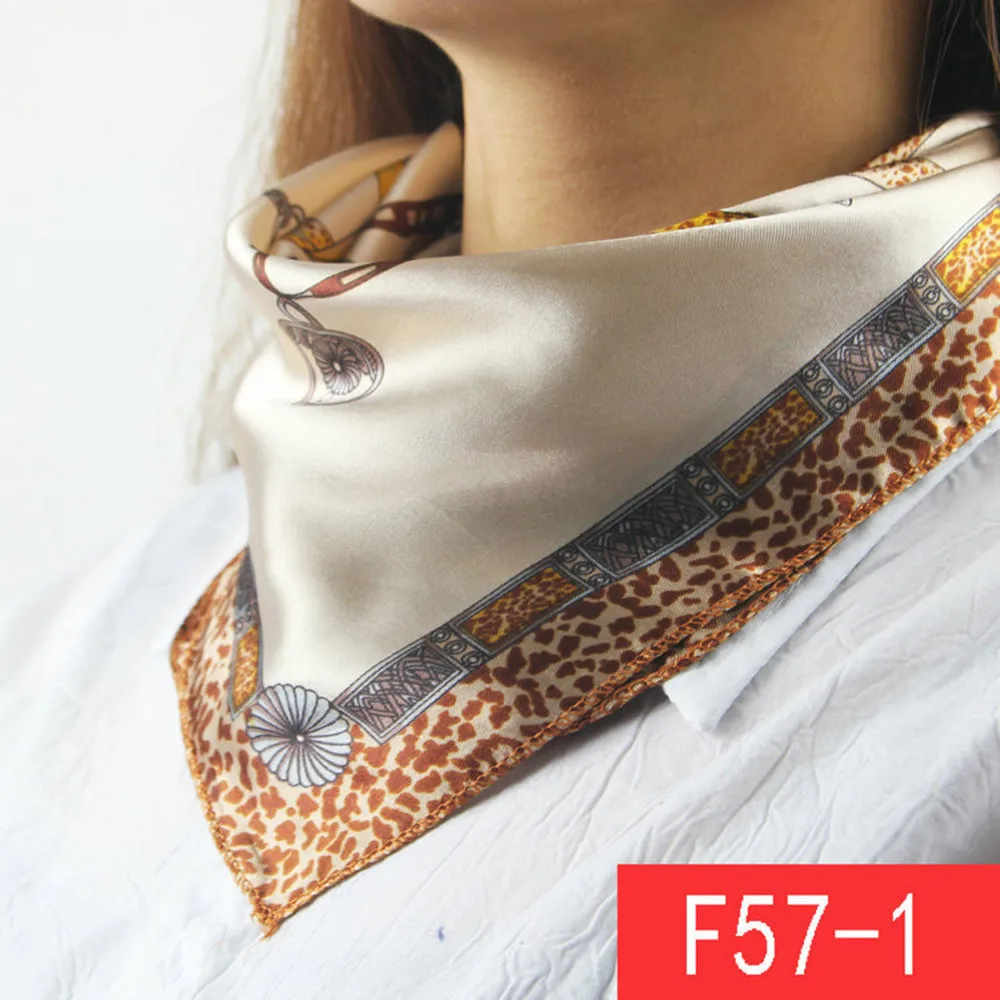 

2018 Autumn Triangle Scarf Women Vintage Designer Head Neck Hair Tie Square Silk Satin Scarf Shawl Wrap Kerchief Female