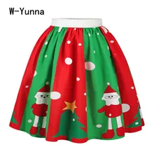 W-Yunna новейший Рождественский 3D принт Saias Высокая талия женские плиссированные юбки трапециевидный мяч выращенная Лолита миди юбки женские s Faldas