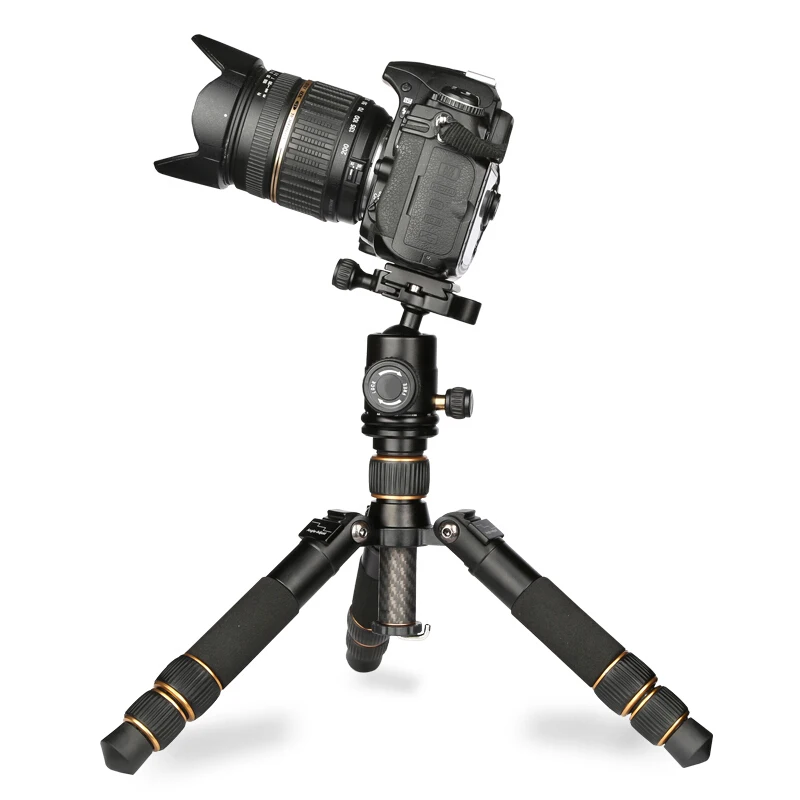QZSD Q166C 20 см складной настольный мини-штатив из углеродного волокна для камеры