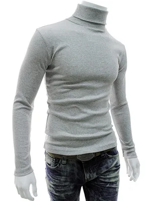 Водолазка, Одноцветный повседневный мужской свитер, Прямая поставка, брендовый свитер со скидкой, мужской облегающий брендовый Топ, вязанные пуловеры - Цвет: Серый