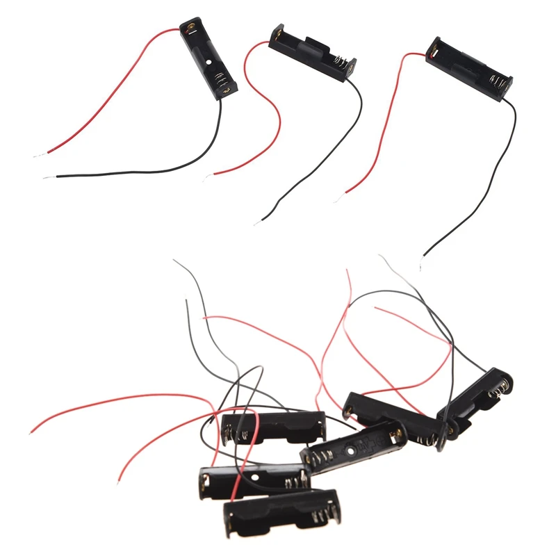 

6Pcs Wired Connector 1.5V AAA Battery Holder Plastic Case Storage Box Black & 3 Pcs Single Side 1 x 1.5V AA Battery Open Holde
