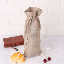 Деревенский натуральный из пеньки мешочек из грубой ткани с завязкой бутылка вина сумка чехол многоразовые декорированный пакет обёрточная бумага подарок