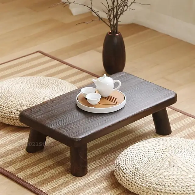 Solid wood small square table Japanese style bay window antique small