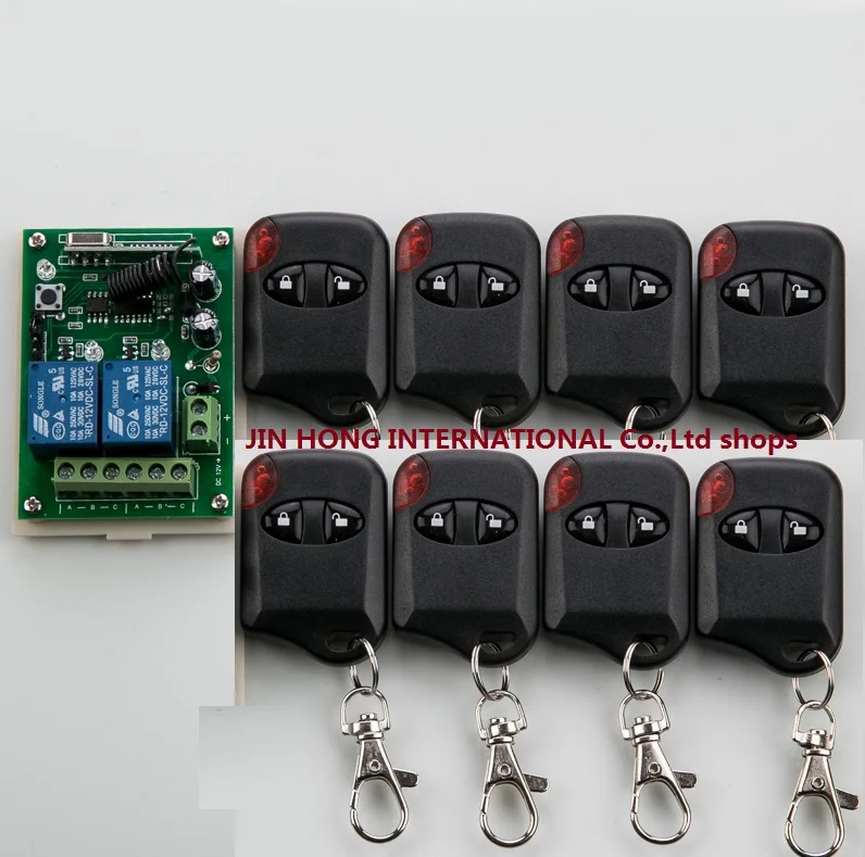 

DC12V 2CH Wireless Remote Control Switch System LED light 1*Receiver + 8 *cat eye Transmitters for Appliances Gate Garage Door