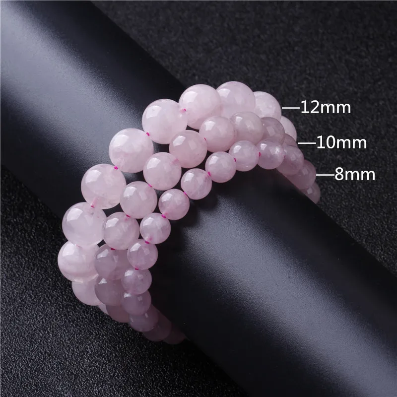 Wholesale Pink Powder crystal Quartz Natural Stone Streche Bracelet Elastic Cord Pulserase Jewelry Beads Lovers woman Gift