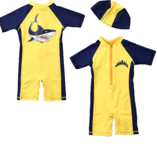 

Summer Kid Baby Swimsuit Shark Boy Rash Guards Soft Swimwear+Hat Bathing Suits Soft Swimwear Bathing Suit Costume Clothes