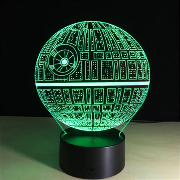 Ночники 3D Death Star оптическая визуализация иллюзионная лампа Звездные войны DS