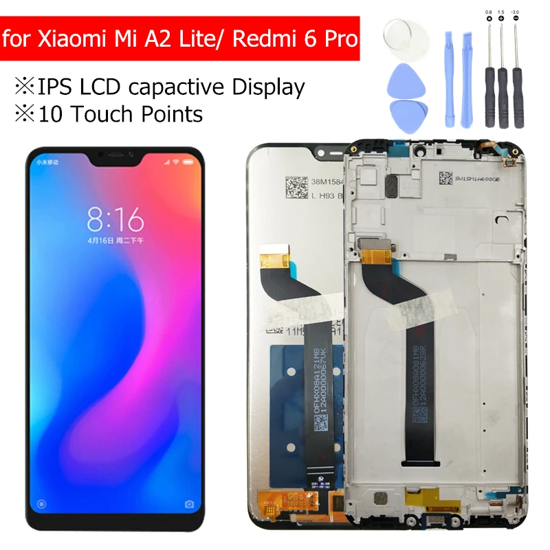

for Xiaomi Mi A2 Lite/ Redmi 6 Pro LCD Display with Frame Digitizer Touch Screen LCD for Xiaomi Mi A2Lite Display Repair Parts