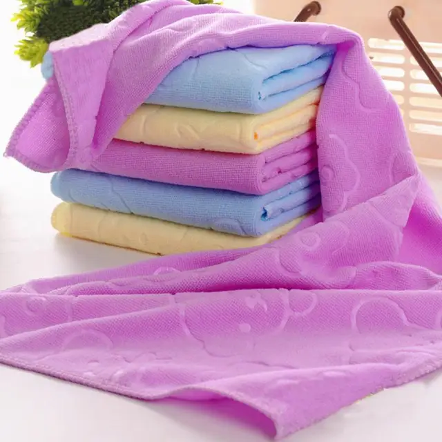 70x140cm Quick-drying Soft fabric towel Absorbent Bear Cartoon Microfiber Beach Bath Towel 3 Colors for Choice