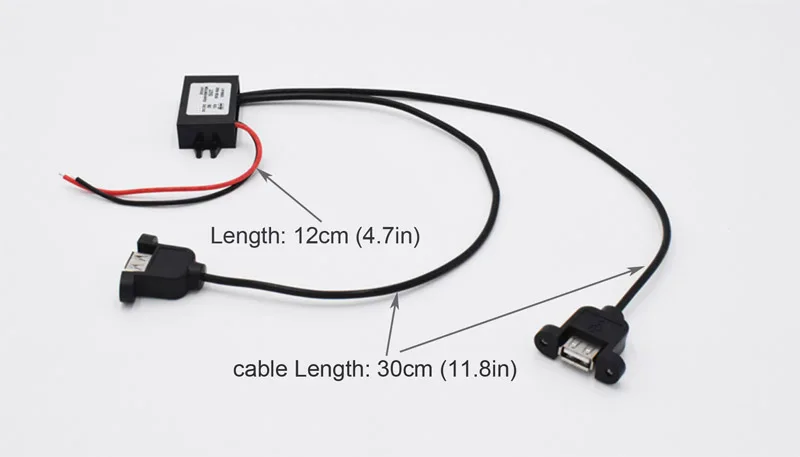 XCGaoon двойной 2 USB DC-DC автомобильный преобразователь модуль кабель с монтажным отверстием вход DC 12 В к USB выход 5 в 3A 15 Вт адаптер питания